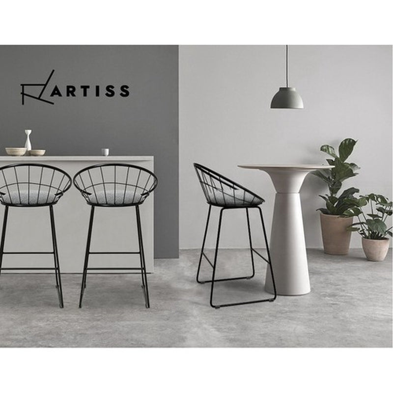Artiss 4X Bar Stools Kitchen Dining Chairs Counter Stool Linen Padded Metal