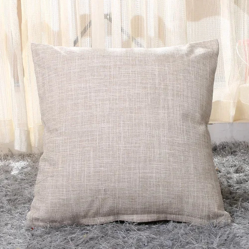 2Pcs Set Linen Pillow Covers 18X18Inch Burlap Beige Throw Pillows Cover for Couch Living Room Bench Patio Floor Linen Home Decor