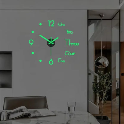 3D Wall Clock Luminous Frameless Wall Clocks DIY Digital Clock Stickers Silent Clock for Home Living Room Decor