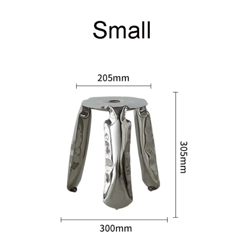 Living Room Modern Footrest Interior round Luxury Art Stainless Steel Balloon Stool Metal Three-Legged Design Low Stool Ottomans