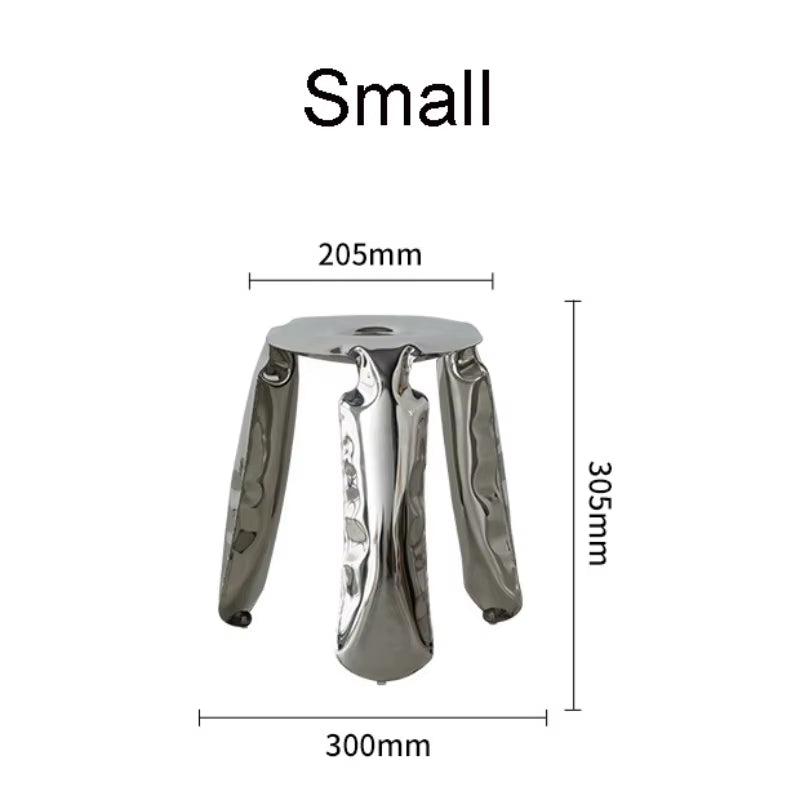 Living Room Modern Footrest Interior round Luxury Art Stainless Steel Balloon Stool Metal Three-Legged Design Low Stool Ottomans