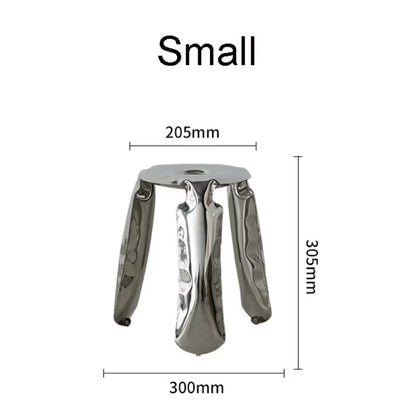 Living Room Modern Footrest Interior round Luxury Art Stainless Steel Balloon Stool Metal Three-Legged Design Low Stool Ottomans