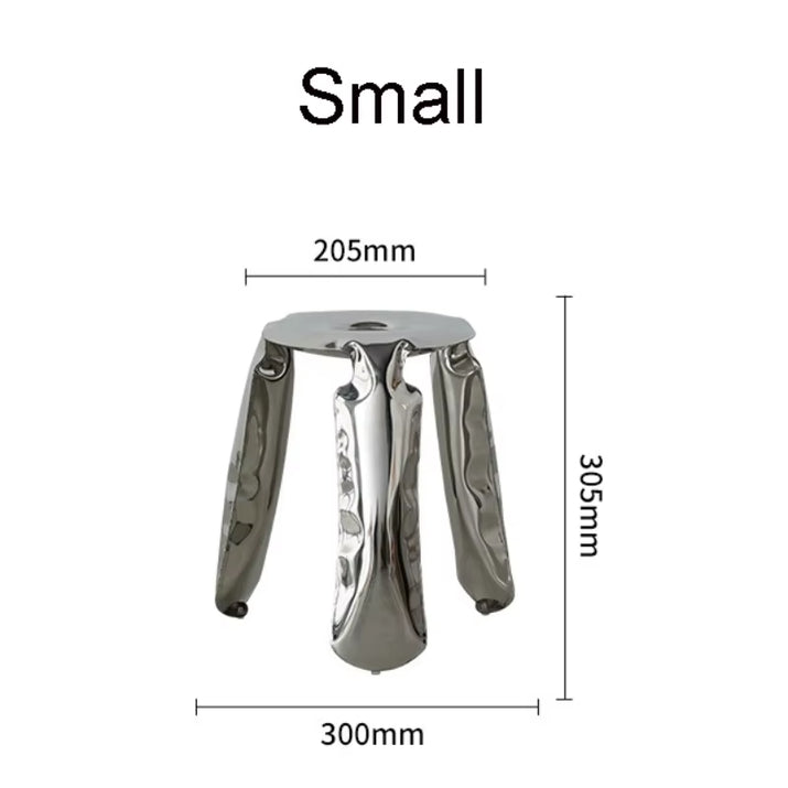 Living Room Modern Footrest Interior round Luxury Art Stainless Steel Balloon Stool Metal Three-Legged Design Low Stool Ottomans