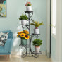 Metal Plant Shelf Flower Display Stand Garden Planter Holder with 5 Tier Shelves Indoor (Black)