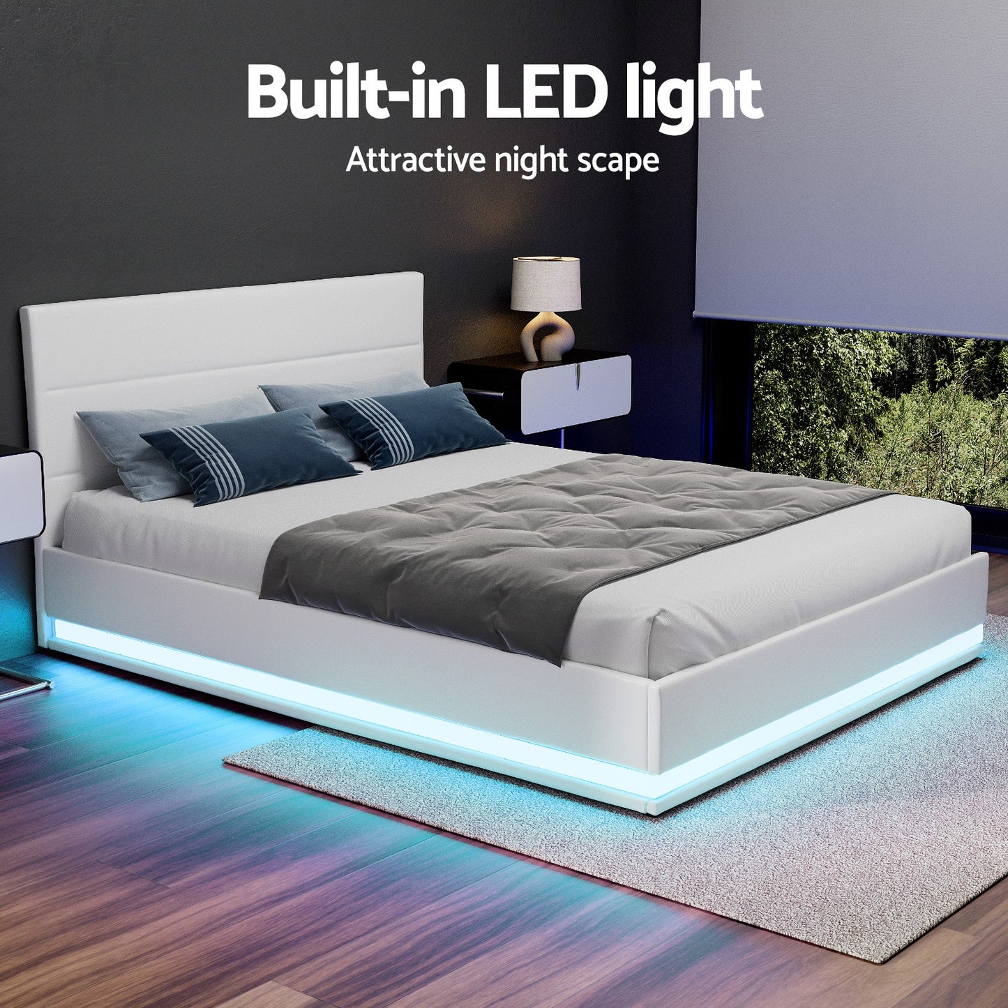 Artiss Bed Frame Queen Double King Single RGB LED Gas Lift Base Storage LUMI