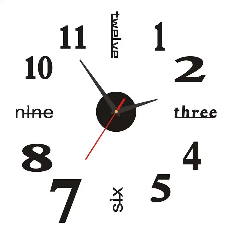 3D Wall Clock Luminous Frameless Wall Clocks DIY Digital Clock Stickers Silent Clock for Home Living Room Decor