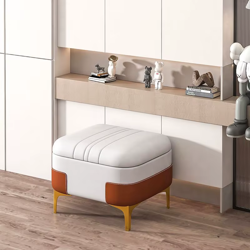 Nordic Storage Ottoman Bench Large Capacity Changing Shoes Stool Organizer Box Comfortable Footrest Ottoman Sofa Bench Doorstep
