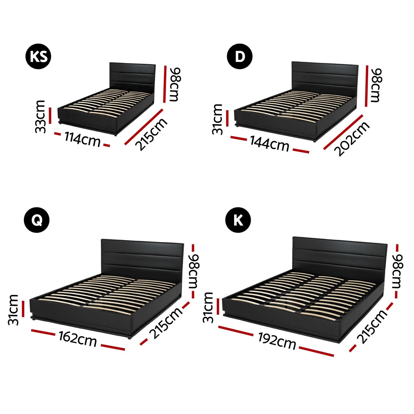 Artiss Bed Frame Queen Double King Single RGB LED Gas Lift Base Storage LUMI