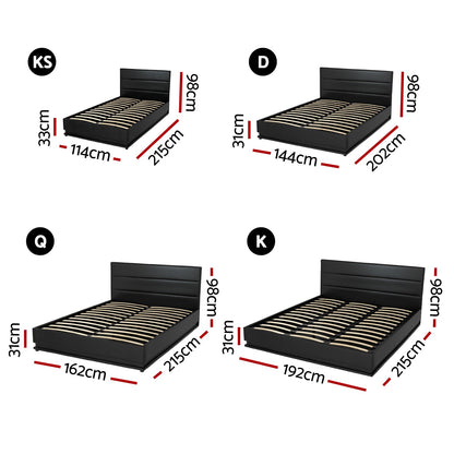 Artiss Bed Frame Queen Double King Single RGB LED Gas Lift Base Storage LUMI