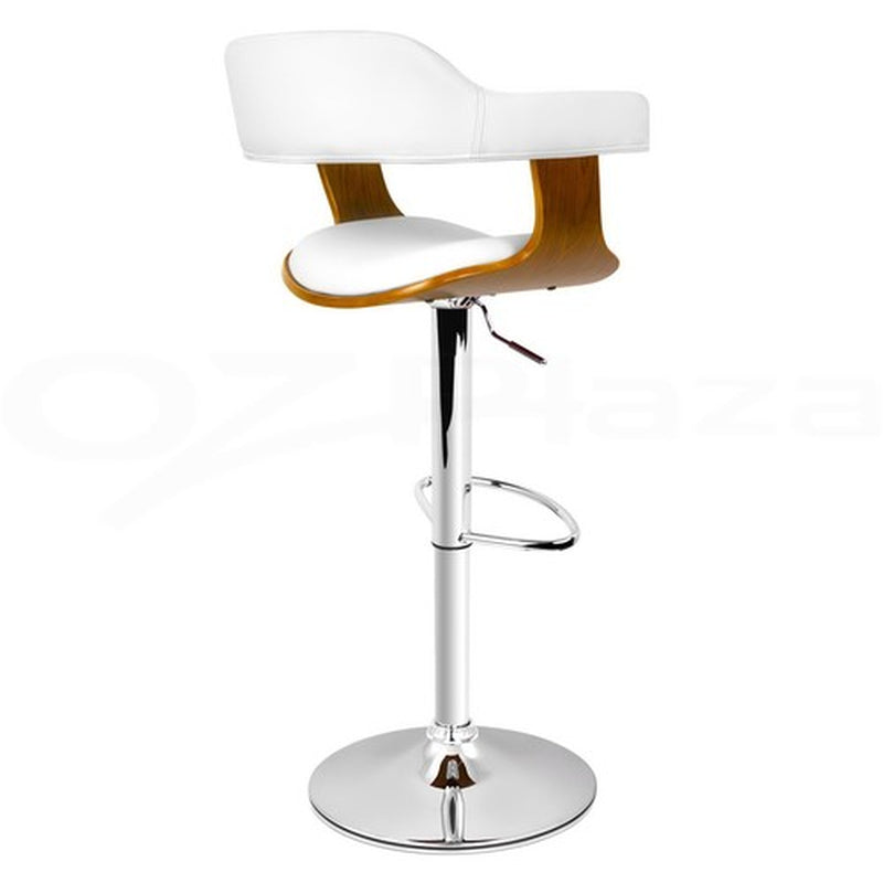 Artiss 2X Bar Stools Kitchen Counter Stool Gas Lift Leather W/Armrest White