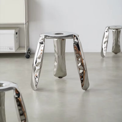 Living Room Modern Footrest Interior round Luxury Art Stainless Steel Balloon Stool Metal Three-Legged Design Low Stool Ottomans