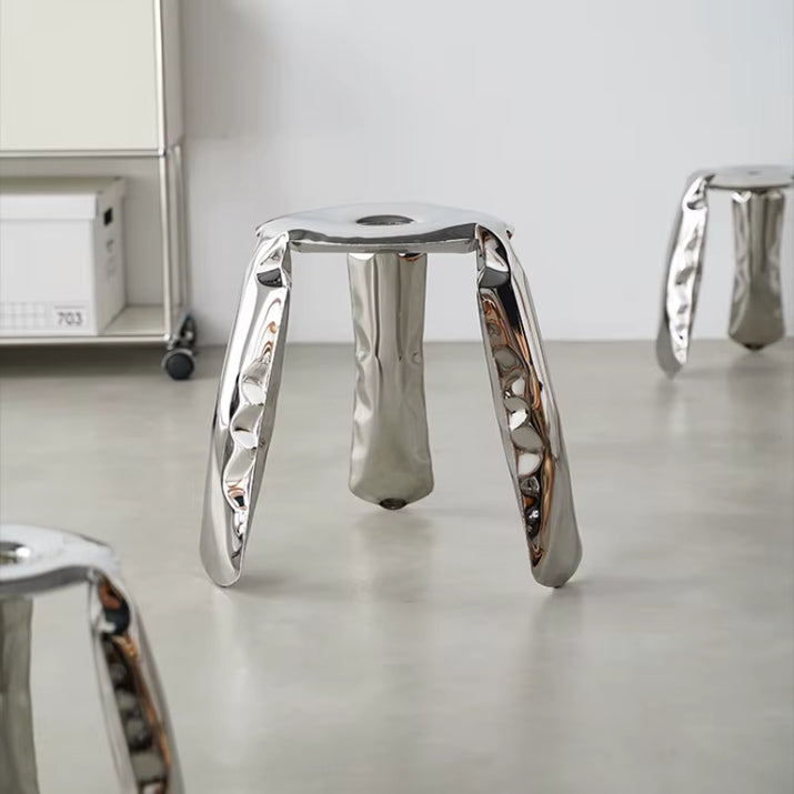 Living Room Modern Footrest Interior round Luxury Art Stainless Steel Balloon Stool Metal Three-Legged Design Low Stool Ottomans