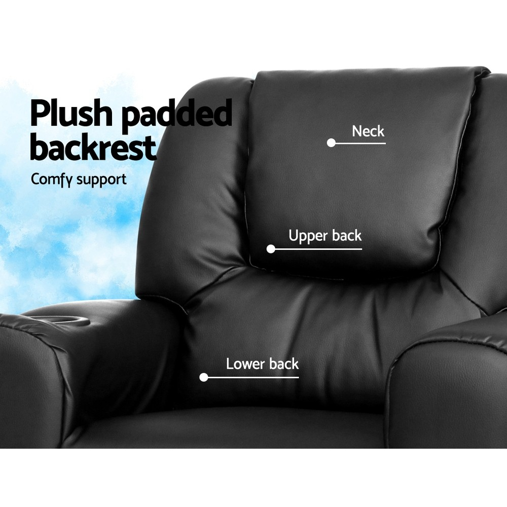 Keezi Kids Recliner Chair PU Leather Sofa Lounge Couch Children Armchair Black