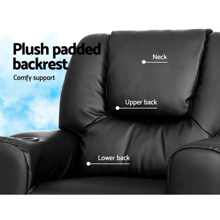 Keezi Kids Recliner Chair PU Leather Sofa Lounge Couch Children Armchair Black