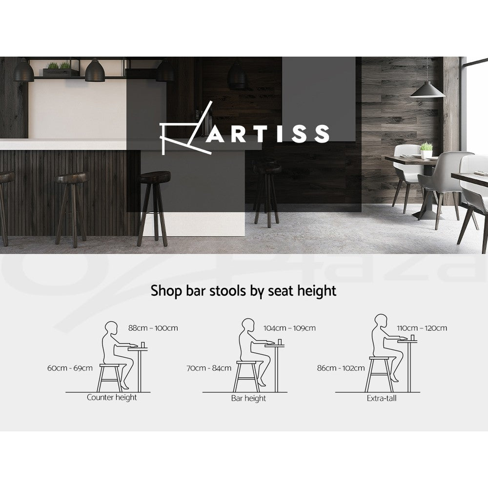 Artiss 2X Bar Stools Kitchen Dining Chairs Swivel Leather Padded Stool Wooden