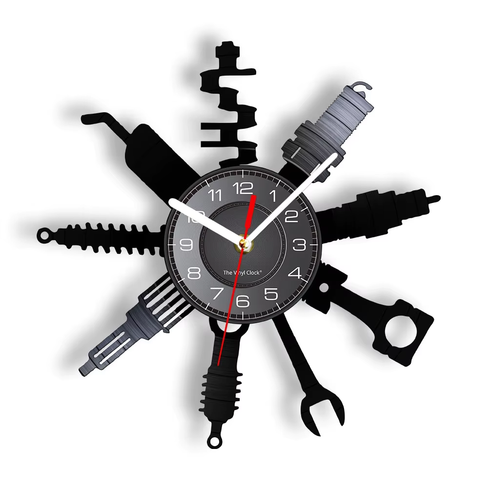 Auto Repair Shop Wall Sign Decorative Modern Wall Clock Car Mechanic Service Workshop Vinyl Record Clock Garage Repairman Gift