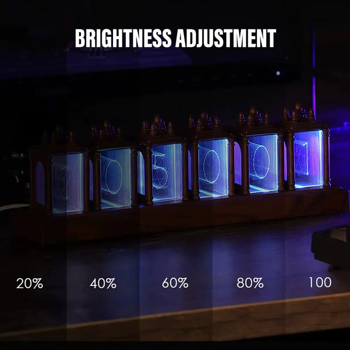 LED Digital Clock Nixie Tube Clock RGB Glow Tube Clock Walnut Wood Night Light Digital Alarm Atomosphere Lamp Clock Timer Gift