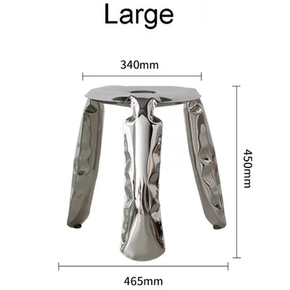 Living Room Modern Footrest Interior round Luxury Art Stainless Steel Balloon Stool Metal Three-Legged Design Low Stool Ottomans