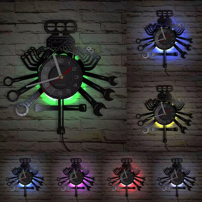 Auto Repair Shop Wall Sign Decorative Modern Wall Clock Car Mechanic Service Workshop Vinyl Record Clock Garage Repairman Gift