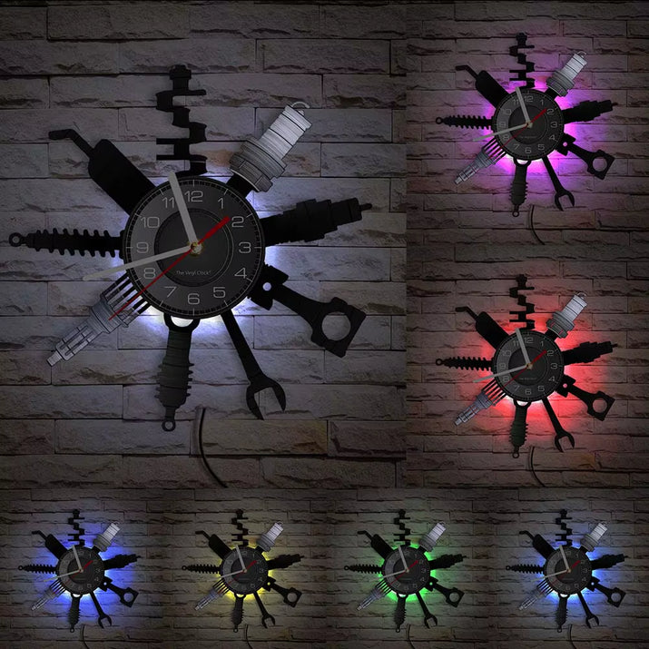 Auto Repair Shop Wall Sign Decorative Modern Wall Clock Car Mechanic Service Workshop Vinyl Record Clock Garage Repairman Gift