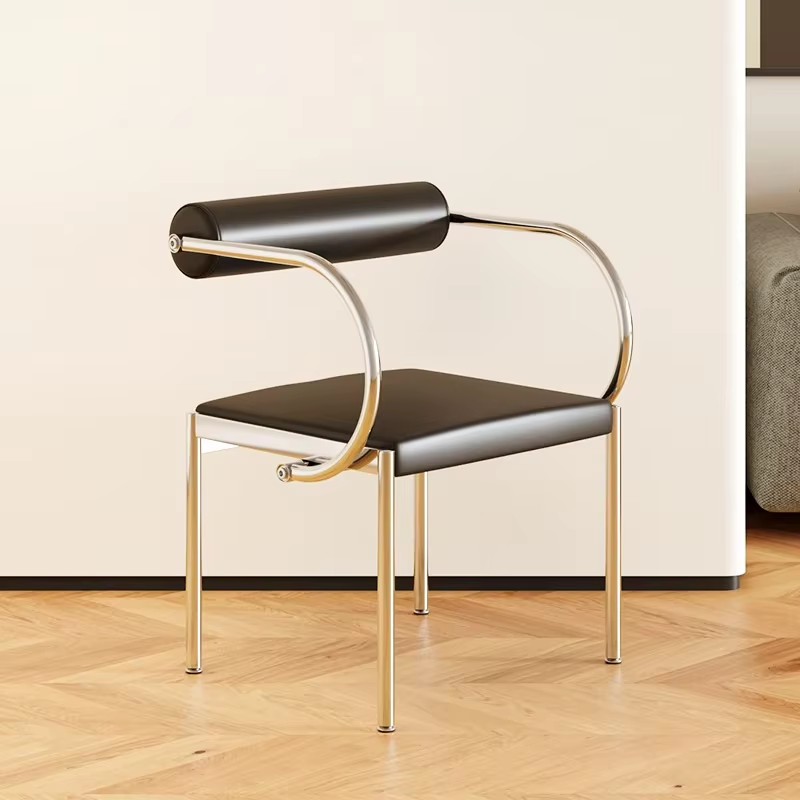 Art Design Simple Dining Chair, Retro Style, Stainless Steel Internet Celebrity Makeup Chair, Living Room Shop Decoration Chair