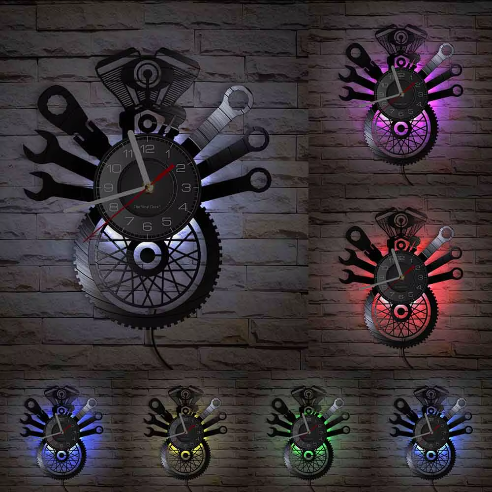 Auto Repair Shop Wall Sign Decorative Modern Wall Clock Car Mechanic Service Workshop Vinyl Record Clock Garage Repairman Gift