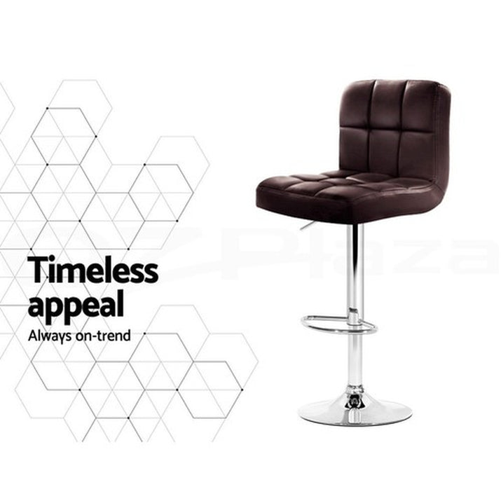 Artiss 4X Bar Stools Kitchen Dining Chairs Counter Stool Gas Lift Leather Brown