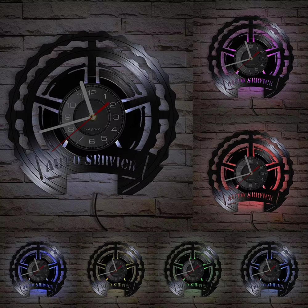 Auto Repair Shop Wall Sign Decorative Modern Wall Clock Car Mechanic Service Workshop Vinyl Record Clock Garage Repairman Gift