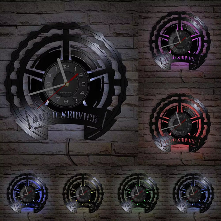 Auto Repair Shop Wall Sign Decorative Modern Wall Clock Car Mechanic Service Workshop Vinyl Record Clock Garage Repairman Gift