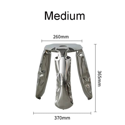 Living Room Modern Footrest Interior round Luxury Art Stainless Steel Balloon Stool Metal Three-Legged Design Low Stool Ottomans