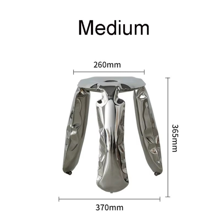 Living Room Modern Footrest Interior round Luxury Art Stainless Steel Balloon Stool Metal Three-Legged Design Low Stool Ottomans