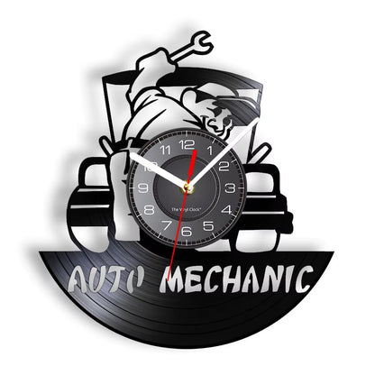 Auto Repair Shop Wall Sign Decorative Modern Wall Clock Car Mechanic Service Workshop Vinyl Record Clock Garage Repairman Gift