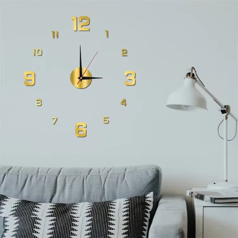 3D Wall Clock Luminous Frameless Wall Clocks DIY Digital Clock Stickers Silent Clock for Home Living Room Decor