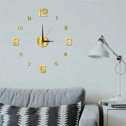 3D Wall Clock Luminous Frameless Wall Clocks DIY Digital Clock Stickers Silent Clock for Home Living Room Decor
