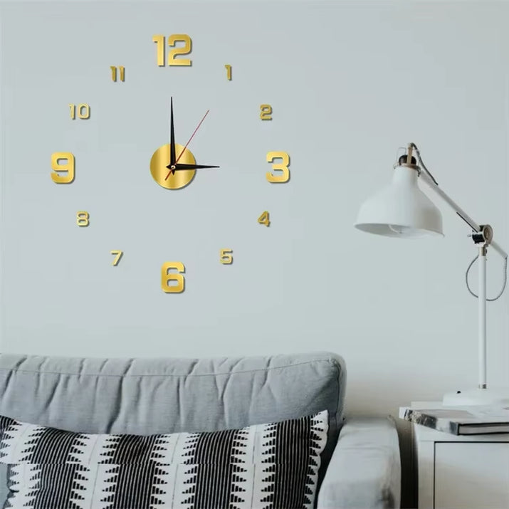 3D Wall Clock Luminous Frameless Wall Clocks DIY Digital Clock Stickers Silent Clock for Home Living Room Decor