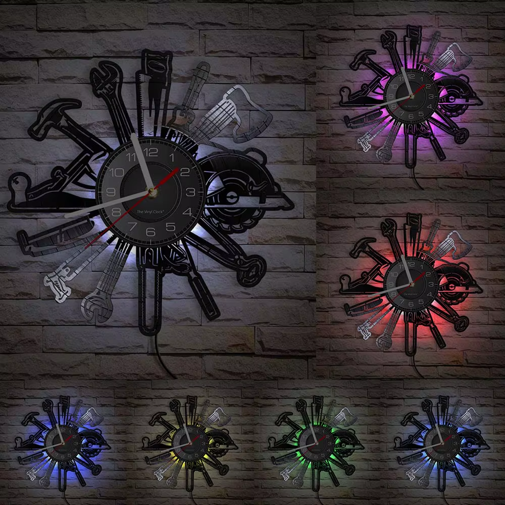 Auto Repair Shop Wall Sign Decorative Modern Wall Clock Car Mechanic Service Workshop Vinyl Record Clock Garage Repairman Gift