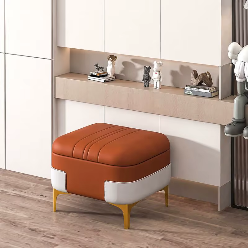 Nordic Storage Ottoman Bench Large Capacity Changing Shoes Stool Organizer Box Comfortable Footrest Ottoman Sofa Bench Doorstep