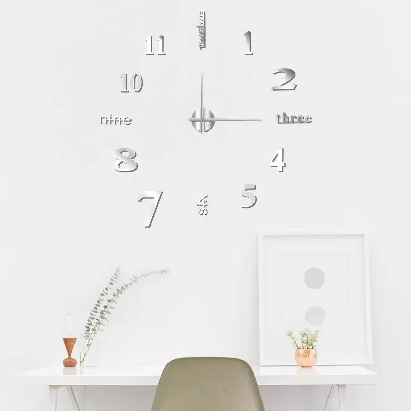 3D Wall Clock Luminous Frameless Wall Clocks DIY Digital Clock Stickers Silent Clock for Home Living Room Decor