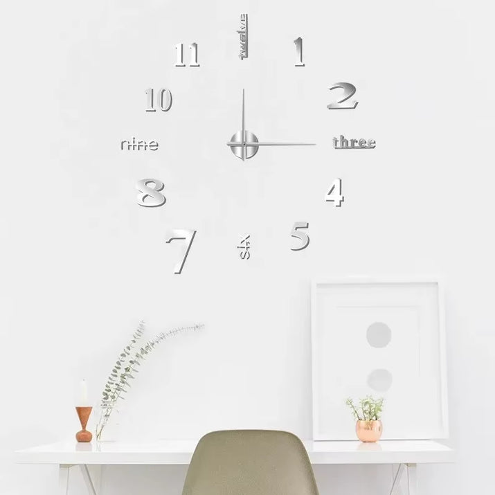 3D Wall Clock Luminous Frameless Wall Clocks DIY Digital Clock Stickers Silent Clock for Home Living Room Decor