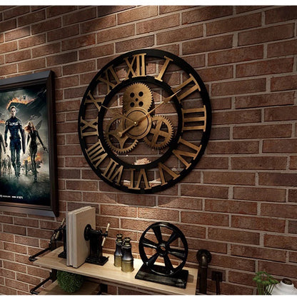 Creative Retro Wall Clock Fashion Wall Clock Decorative Gear Wall Clock Living Room Wall Clock