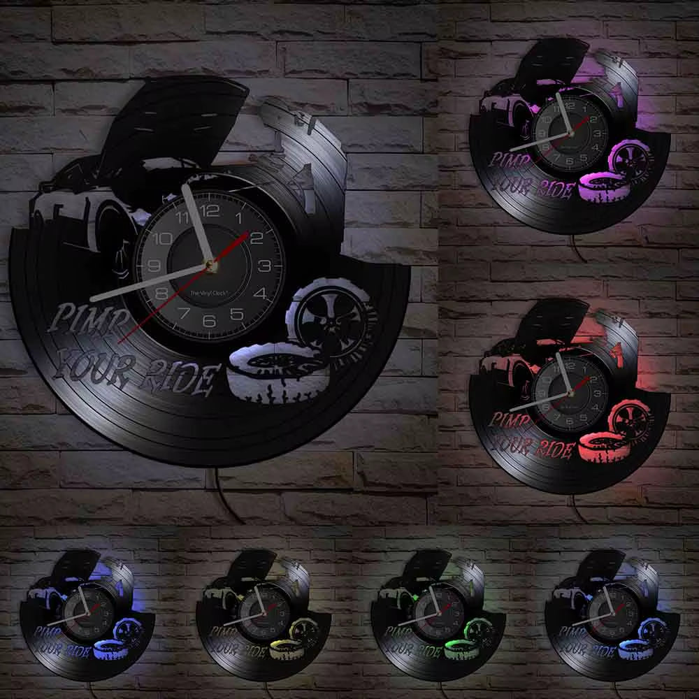 Auto Repair Shop Wall Sign Decorative Modern Wall Clock Car Mechanic Service Workshop Vinyl Record Clock Garage Repairman Gift