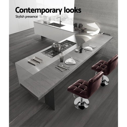 Artiss 4X Bar Stools Kitchen Dining Chairs Counter Stool Gas Lift Leather Brown