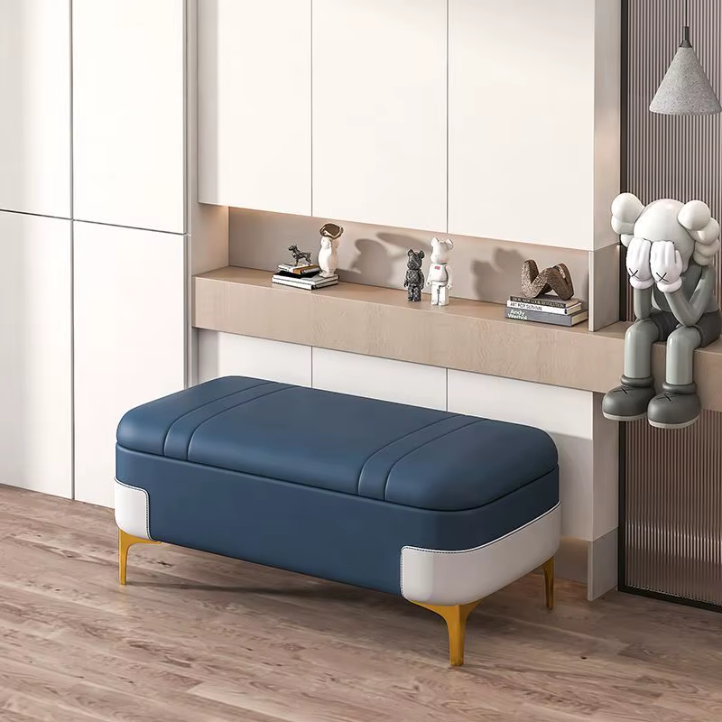 Nordic Storage Ottoman Bench Large Capacity Changing Shoes Stool Organizer Box Comfortable Footrest Ottoman Sofa Bench Doorstep