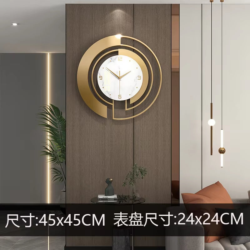 Nordic Light Luxury Metal Wall Clock Fashion Design Large Home Decoration Pendant Clock Hotel Living Room Wall Hanging Clock