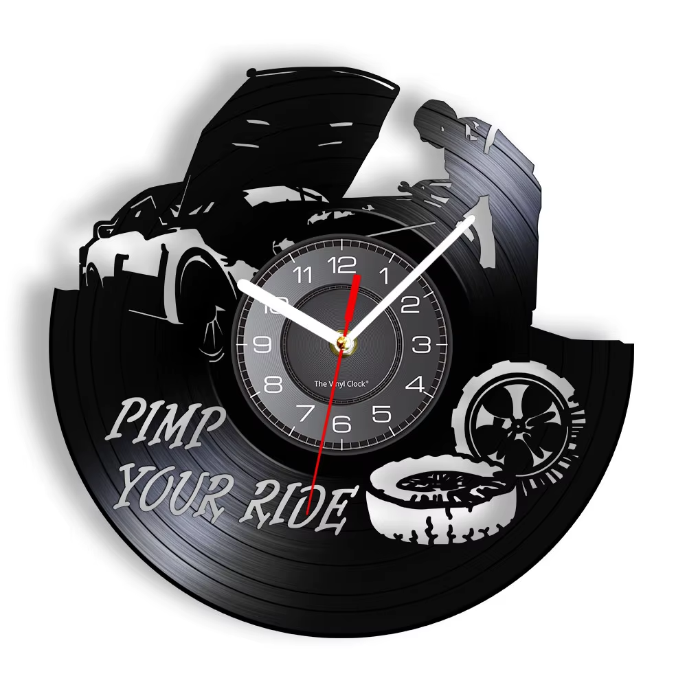Auto Repair Shop Wall Sign Decorative Modern Wall Clock Car Mechanic Service Workshop Vinyl Record Clock Garage Repairman Gift