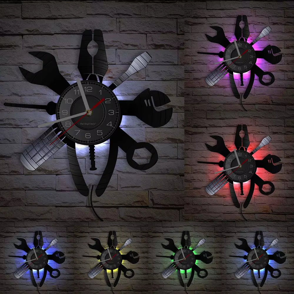 Auto Repair Shop Wall Sign Decorative Modern Wall Clock Car Mechanic Service Workshop Vinyl Record Clock Garage Repairman Gift