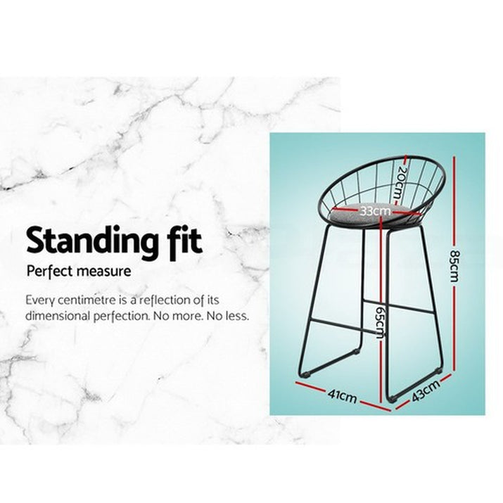 Artiss 4X Bar Stools Kitchen Dining Chairs Counter Stool Linen Padded Metal