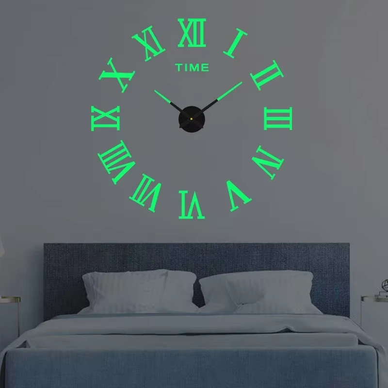 3D Wall Clock Luminous Frameless Wall Clocks DIY Digital Clock Stickers Silent Clock for Home Living Room Decor