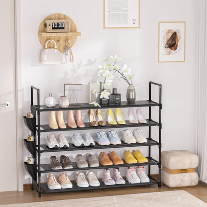5 Tier Shoe Organizer Rack for Closet, Entryway, Garage, Door, Space Saving, Shoe Holder Stand/Tower, Large, 20-25 Capacity
