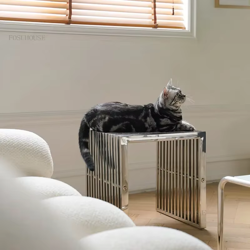 Nordic Stainless Steel Bench Creative Personality Stool Simple Home Leisure Stool Hallway Porch Shoe Changing Stools Ottomans